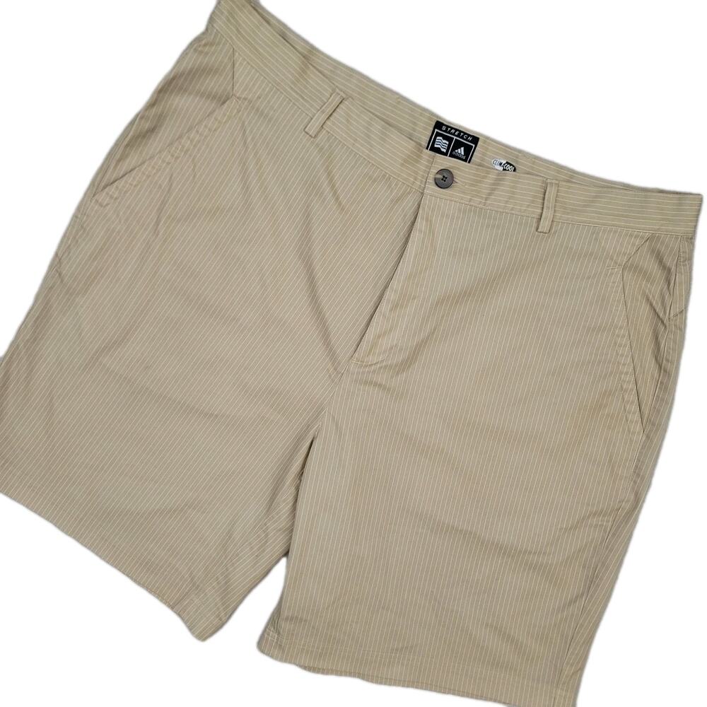 Adidas Clima Cool Striped Strech Mens Golf Causal Shorts Khaki Size 38